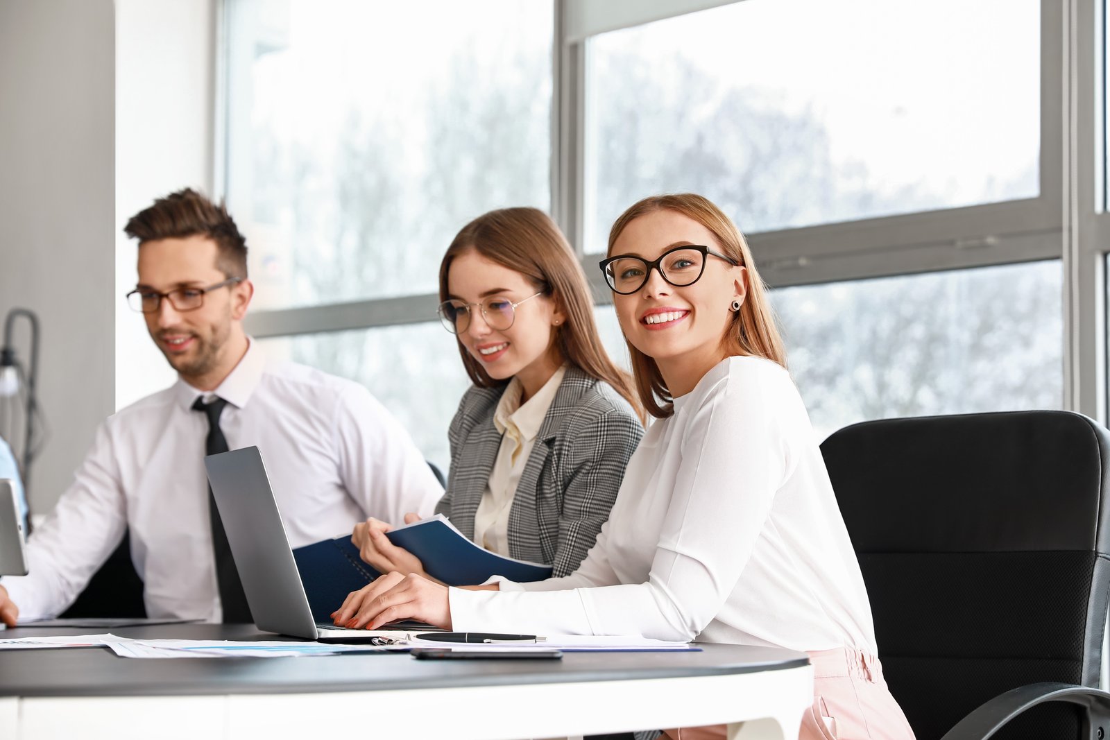 Business professionals collaborating on financial strategies